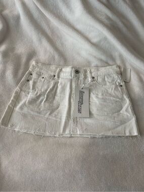 White Denim Mini Skirt
